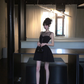 Black sleeveless slim waist tutu short homecoming dress R5058