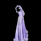Purple one-shoulder fitted waist slim-fitting long ball gown with lace skirt R6669