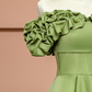 Green off-shoulder fitted long ball gown R8414
