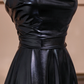 Black strapless, fitted waist, full skirt, long ball gown R8356