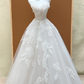 White tube top slim waist A-line puffy long dress bridal gown R5756