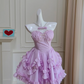 Purple halter neck slim waist cake puffy princess dress homecoming dress R5198