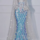 Blue Strapless Crystal-Embellished Waist-Cinched Slim-Fit Mermaid Hem Ball Gown R7147