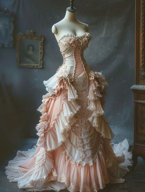 Pink tube top waist pleated sexy long elegant dress, prom dress R5359