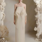 Beige Strapless Design Straight Elegant Long Dress Homecoming Dress R4855