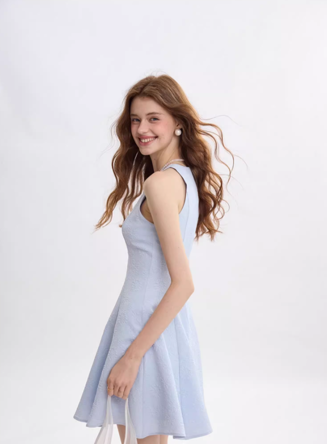 French dress short skirt summer sleeveless short skirt vest skirt holiday wear R3495