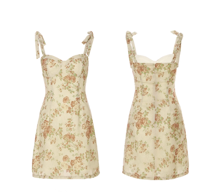 French floral suspender skirt short dress holiday wear short skirt R2707