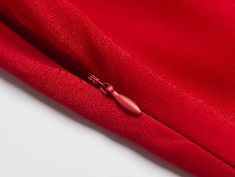 2025 summer new red irregular sexy ruffled seaside holiday dress R0980