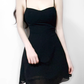 2025 summer new sexy petite pure black slim short suspender dress R0946