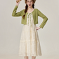 Temperament green cardigan with suspender dress small sun protection clothing R1930