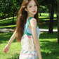 Sweet dopamine rainbow striped knitted dress small sling hip skirt pure desire forest style R1640