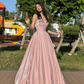 Girlish Silky Sweetheart Prom Gown Pink Women's Corset Maxi Birthday Dress Evening Dress RS2936