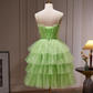 Sparkly Green Homecoming Dress , Sequins Tulle Frilled Corset Mini Summer Dress RS1452
