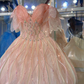 Pink suspenders, diamonds, waist-slimming, flower bud skirt, short skirt, homecoming dress R4170