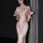 Cute Niche Blush Pink Beading Mermaid Strapless Corset Maxi Evening Dress Quinceanera Dress RS341