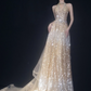 Elegant Sliver Sequin A-Line V-neck Bodycon Maxi Evening Dress Prom Dress RS343
