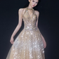 Elegant Sliver Sequin A-Line V-neck Bodycon Maxi Evening Dress Prom Dress RS343