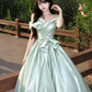 French Chic Mint Green A-Line Bateau Corset Maxi Evening Dress Quinceanera Dress RS345