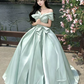 French Chic Mint Green A-Line Bateau Corset Maxi Evening Dress Quinceanera Dress RS345