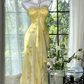 Light green halter neck straps, fitted waist, elegant ball gown R6527
