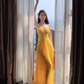 Beach resort long dress with a sense of atmosphere, slim waist and beautiful suspender dress R1577