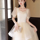 Elegant Ivory A-Line Square Sequin Corset Maxi Evening Dress Birthday Dress RS346