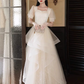 Elegant Ivory A-Line Square Sequin Corset Maxi Evening Dress Birthday Dress RS346