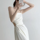 French satin suspender dress sexy slim holiday hollow wear gentle high-end skirt R1480