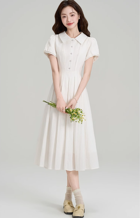 Summer gentle style little white dress new French college style temperament dress R2360