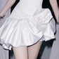 White halterneck satin slim waist bud skirt short skirt homecoming dress R4651