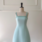 Light green suspender waist slim A-line short skirt homecoming dress R5199