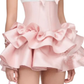 Pink suspenders slim waist sexy cake skirt short skirt homecoming dress R4490