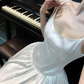 White spaghetti strap, waist-cinched, slim-fit long elegant prom dress R7975