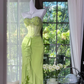 Light green strapless, fitted waist, rhinestone-embellished, sexy long ball gown R7745