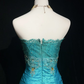 Lake blue tube top waist pleated hip skirt homecoming dress R4937