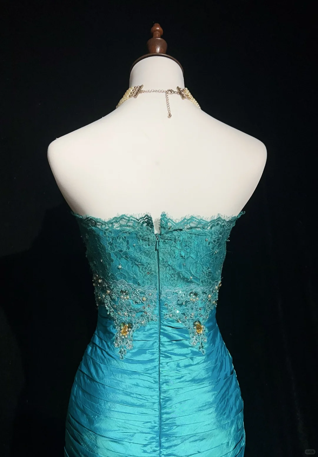 Lake blue tube top waist pleated hip skirt homecoming dress R4937