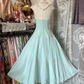 Light blue tube top slim waist A-line long skirt ball gown R6191