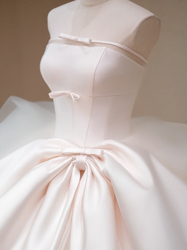 White tube top waist puffy skirt tulle bridal dress R5716