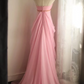Pink halter neck high waist design long ball gown R6829