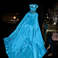 Blue strapless sequined fitted long ball gown R6989