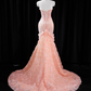 Light pink strapless fitted waist bodycon long ball gown/bridal dress R8936