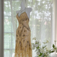 Light yellow halter-neck fitted slim-fitting irregular hem sexy ball gown R7664