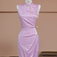 Light purple Chinese cheongsam, fitted waist, elegant ball gown/bridal dress R8300