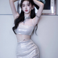 Silver Spaghetti Strap Bodycon Sexy Two-Piece Prom Dress R7109