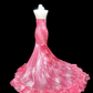 Pink strapless fitted mermaid skirt long ball gown R8693