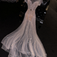 Light pink sequined fitted long ball gown/bridal dress R8816