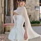 White tube top deep V waist slim flower bud skirt short skirt homecoming dress R4448