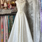 White suspender waist slim satin A-line maxi ball gown R6150