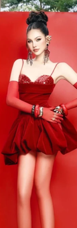 Red suspender tube top sequined fashion waist sexy bud skirt short skirt homecoming dress R4570