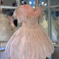 Pink suspenders, diamonds, waist-slimming, flower bud skirt, short skirt, homecoming dress R4170